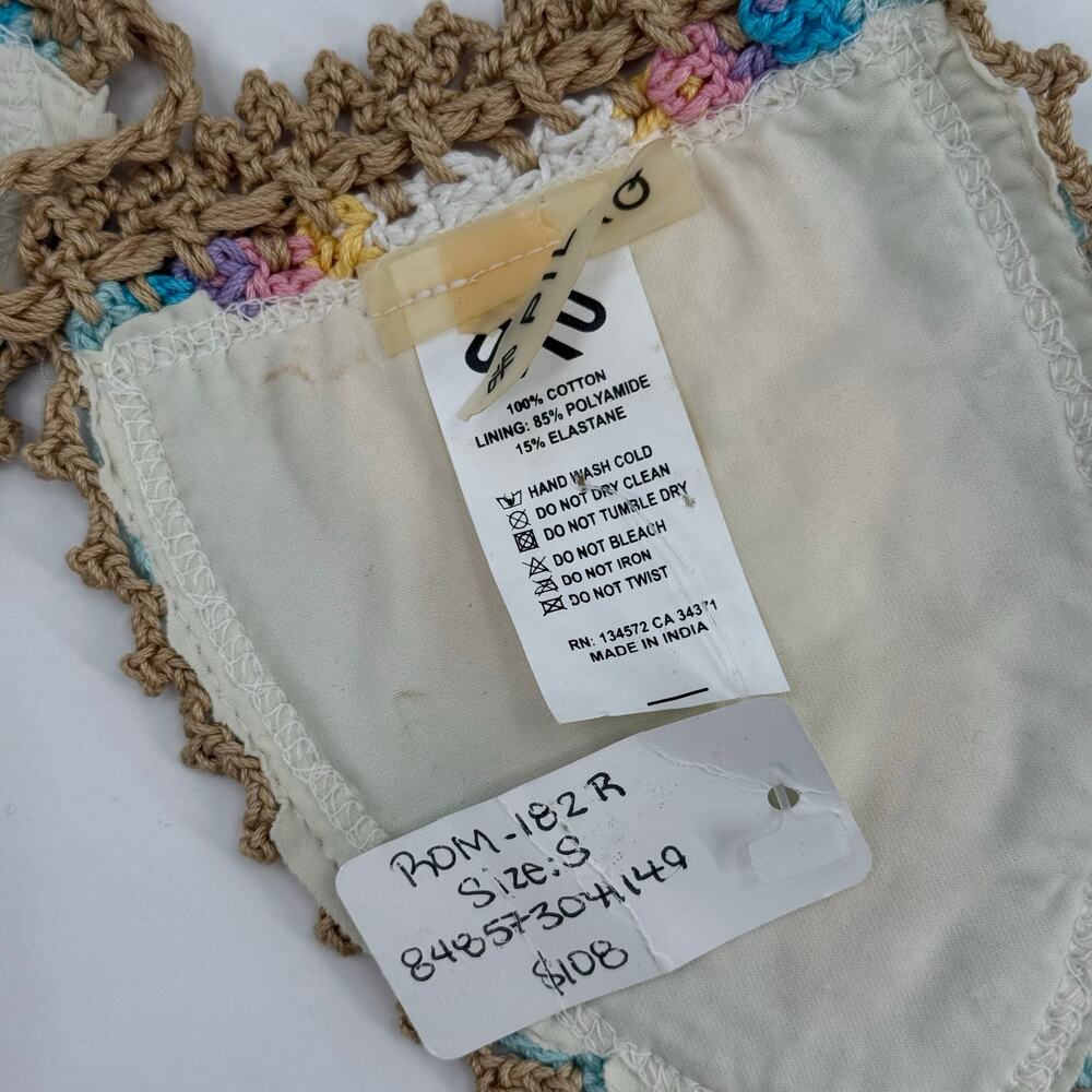 PILYQ PQ SWIM Bikini Top Size Small NWT Romance Crochet Triangle Halter Rainbow - Picture 11 of 16
